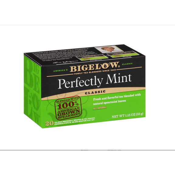 Tea Perfectly Mint Black Tea Caffeinated with Spearmint, Pack of 6, 120 Total Tea Bags