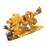USHOBE Fine Workmanship Golden Resin Dragon Sculpture Tea Pet for Decor