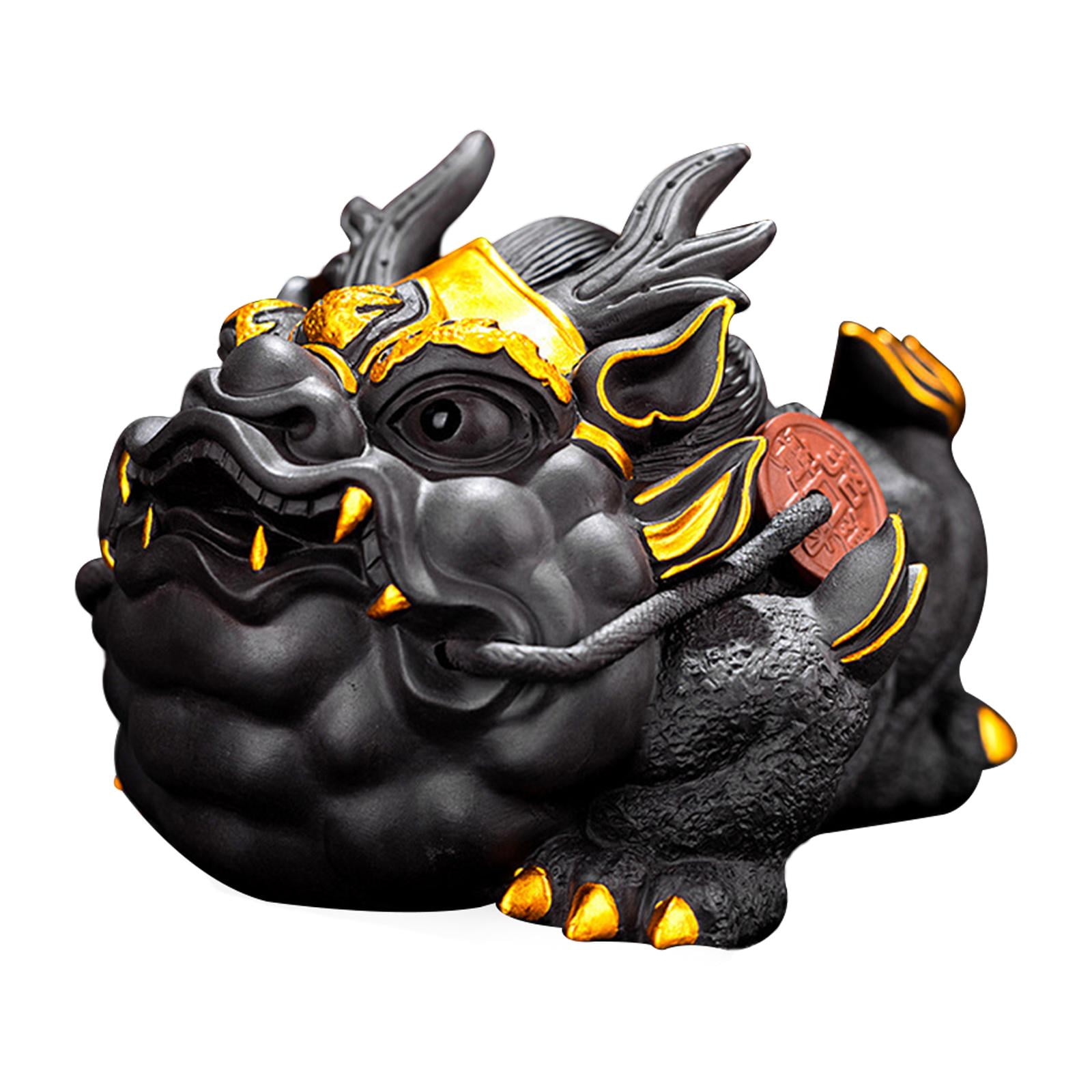 Tea Pet Sculpture Statue Animal Sculpture Collectible Modern Figurine for Tea House Table Centerpiece Living Room Decor gold and black