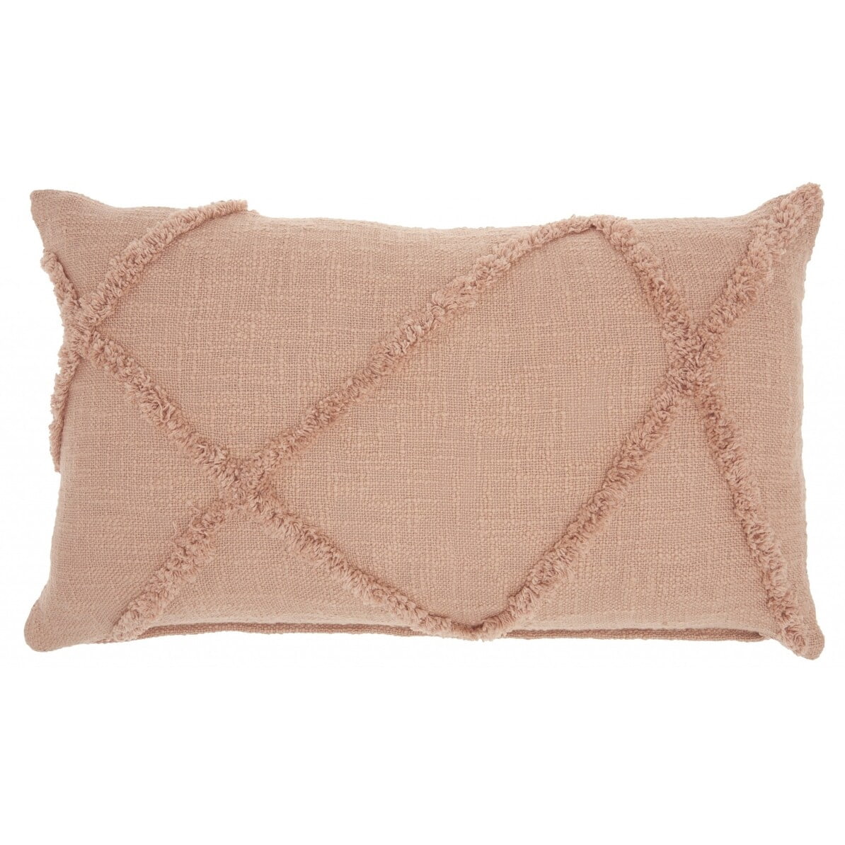 Tea Pink Abstract Shaggy Detail Lumbar Pillow