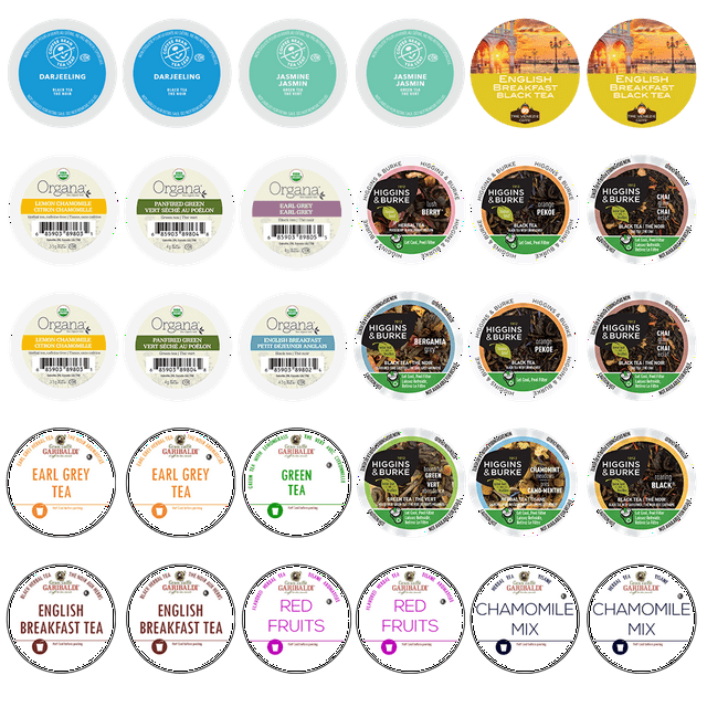 Tea Pods Variety Sampler Pack, 30 Count for Keurig K Cup Machines