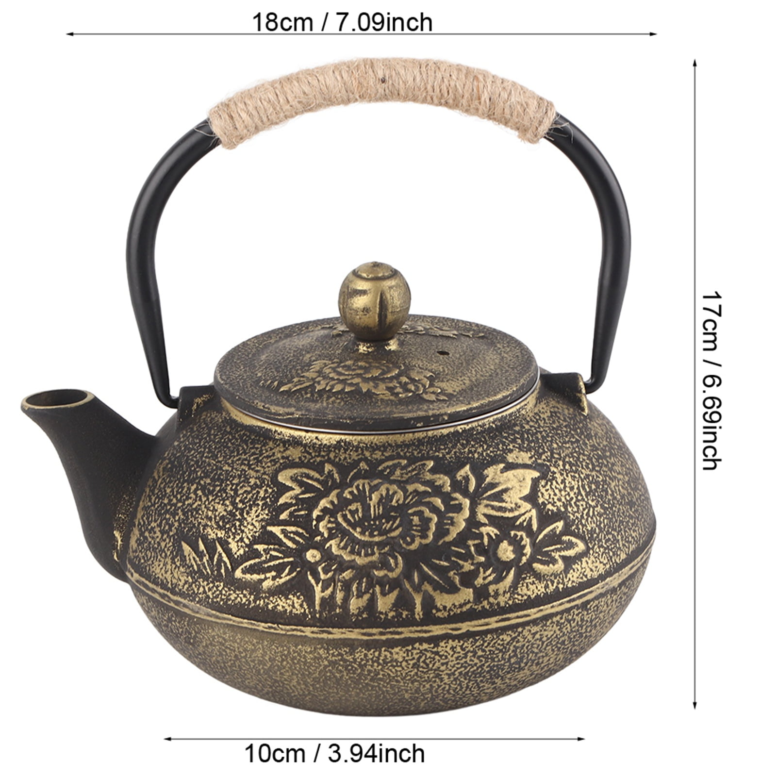 Tea Pot, 900ml Japanese Style Cast Iron Kettle Teapot + Removable