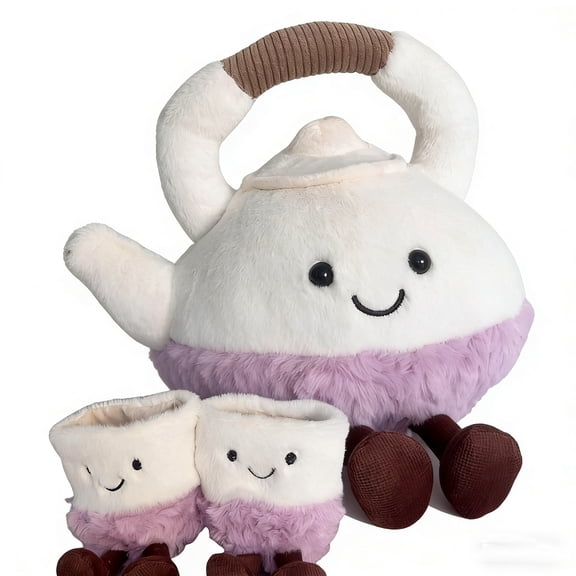 Tea Pot and Cup Plush Stuffed Animal Simulation Tea Set Collectible Soft Home Desk Decor Cute Gift for Her