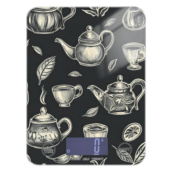 Tea Pots Cups Leaves Food Scale Digital Kitchen Scale Waterproof Tempered Glass Tare Function 11 lb for Baking Cooking Meal Prep