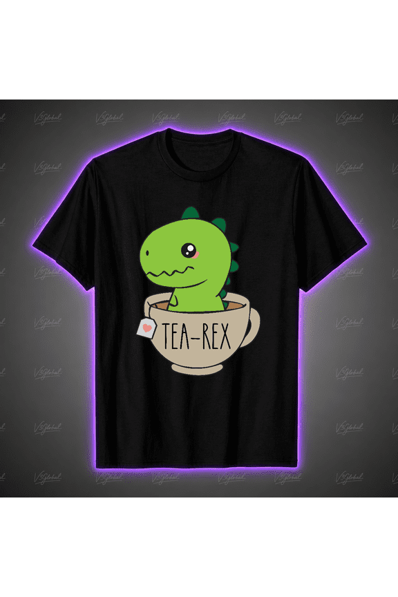 Tea Rex Cute Dinosaur Enjoying Tea Funny Gift Art Unisex T-shirt Size S-5XL V18534