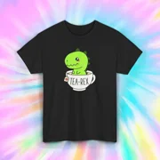 Tea Rex Cute Dinosaur Enjoying Tea Funny Gift for Adults Unisex T-Shirt, up to size 5XL