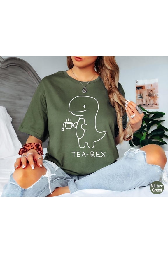 Tea-Rex Cute Dinosaur Shirt, Mom Tea Lover Dino Shirt, Coffee Lover, Cute Punny 'Tea-Rex' Dinosaur T-Shirt, Tea Shirt, Birthday Shirt