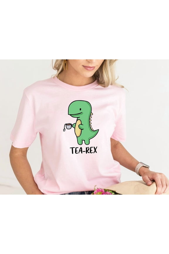 Tea-Rex Cute Dinosaur Shirt, Mom Tea Lover Dino Shirt, Coffee Lover, Cute Punny 'Tea-Rex' Dinosaur T-Shirt, Tea Tee, Birthday Shirt, Full Size S-5XL