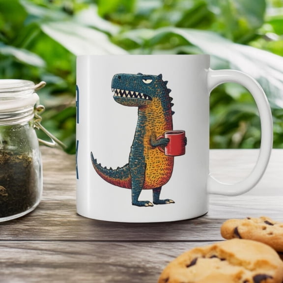 Tea Rex Mug, Funny Dinosaur Coffee Cup, T-Rex Tea Lover Gift.