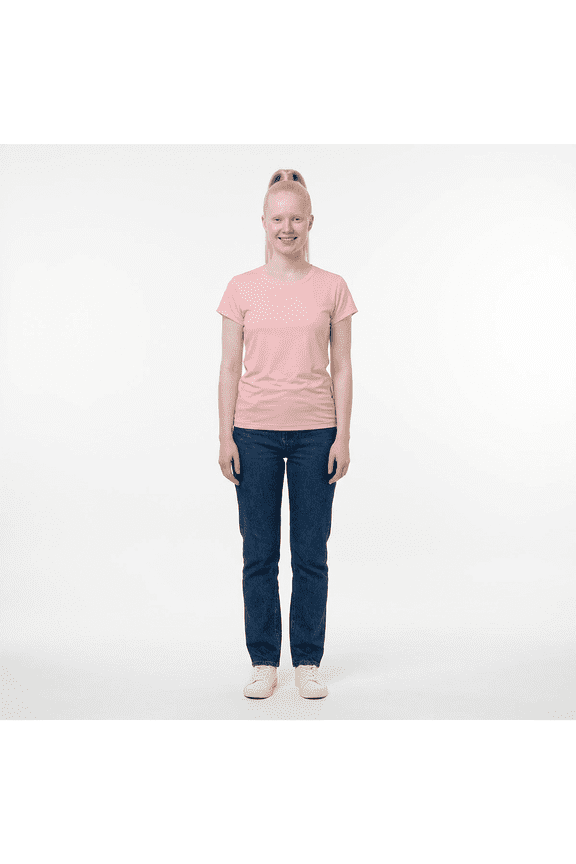 Tea Rose Women's Sports Jersey Short Sleeves 100% Poly Solid Rose Pink Color Print Athletic Tee