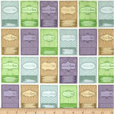 Tea-Rrific Tea Packets Set Ivory Cream Serenitea Cotton Fabric by The Yard