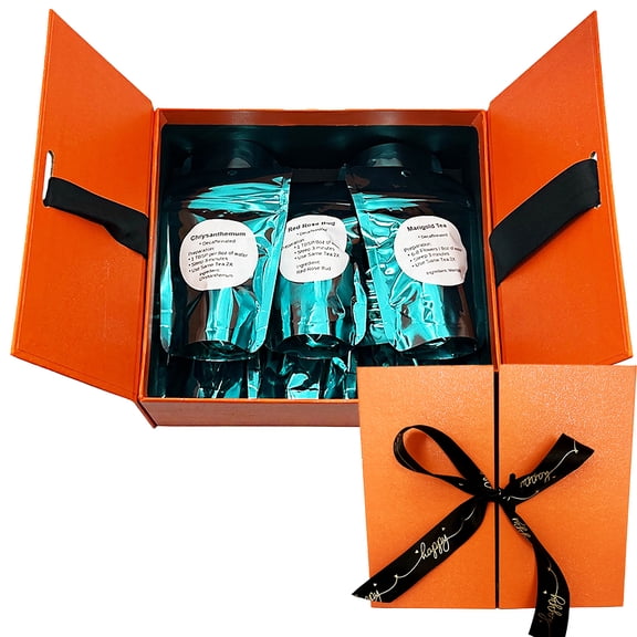 Combination Tea Samplers, Herbal Tea, Black Tea, Oolong, Fruit Tea, Orange Box