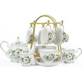 thumbnail image 1 of Tea Set 22-Piece Porcelain Ceramic Coffee Tea Gift Sets Cups Saucer Service for 6 Teapot Sugar Bowl Creamer Pitcher and Teaspoons, 1 of 9
