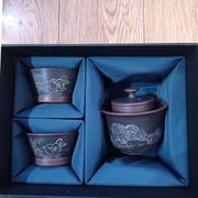 Tea Set Elegant Gaiwan Easy Using Teapots Nixing Pottery Zodiac Rabbit Handicraft Brew Tea Cup