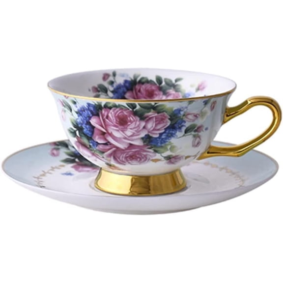Tea Set, Flowered Decal Porcelain Coffee Set Cup Grace Tea Ware for Wedding Gift Teaware Bone China Weddin