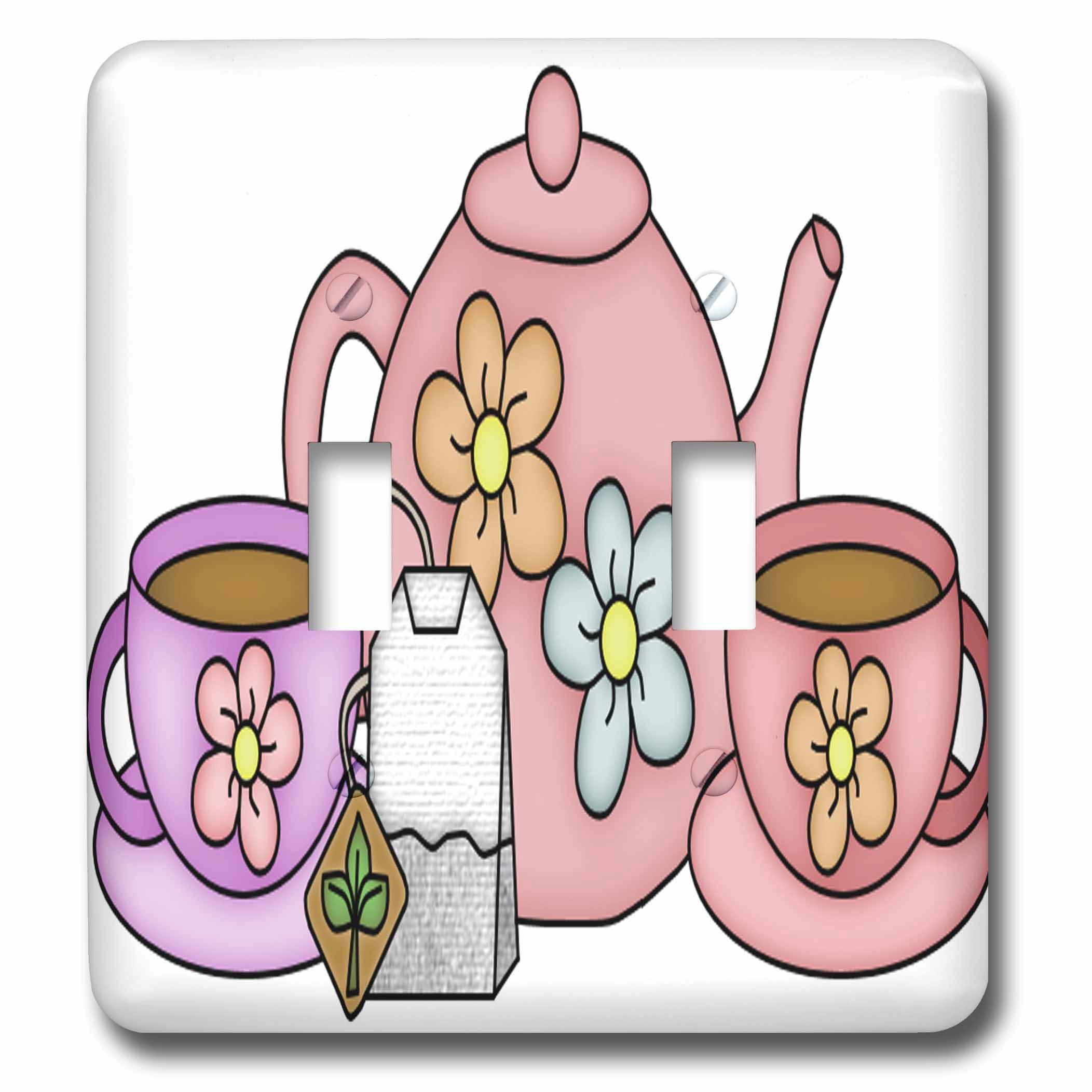 3drose Button 3dRose, Tea Set Illustration, double toggle switch - Walmart.com