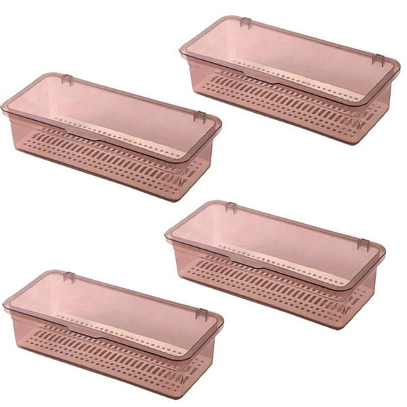 Tea Set Tableware Storage Box with Lid Dustproof Box Kitchen Bowl and Chopsticks Storage Box Cosmetics Storage Brown