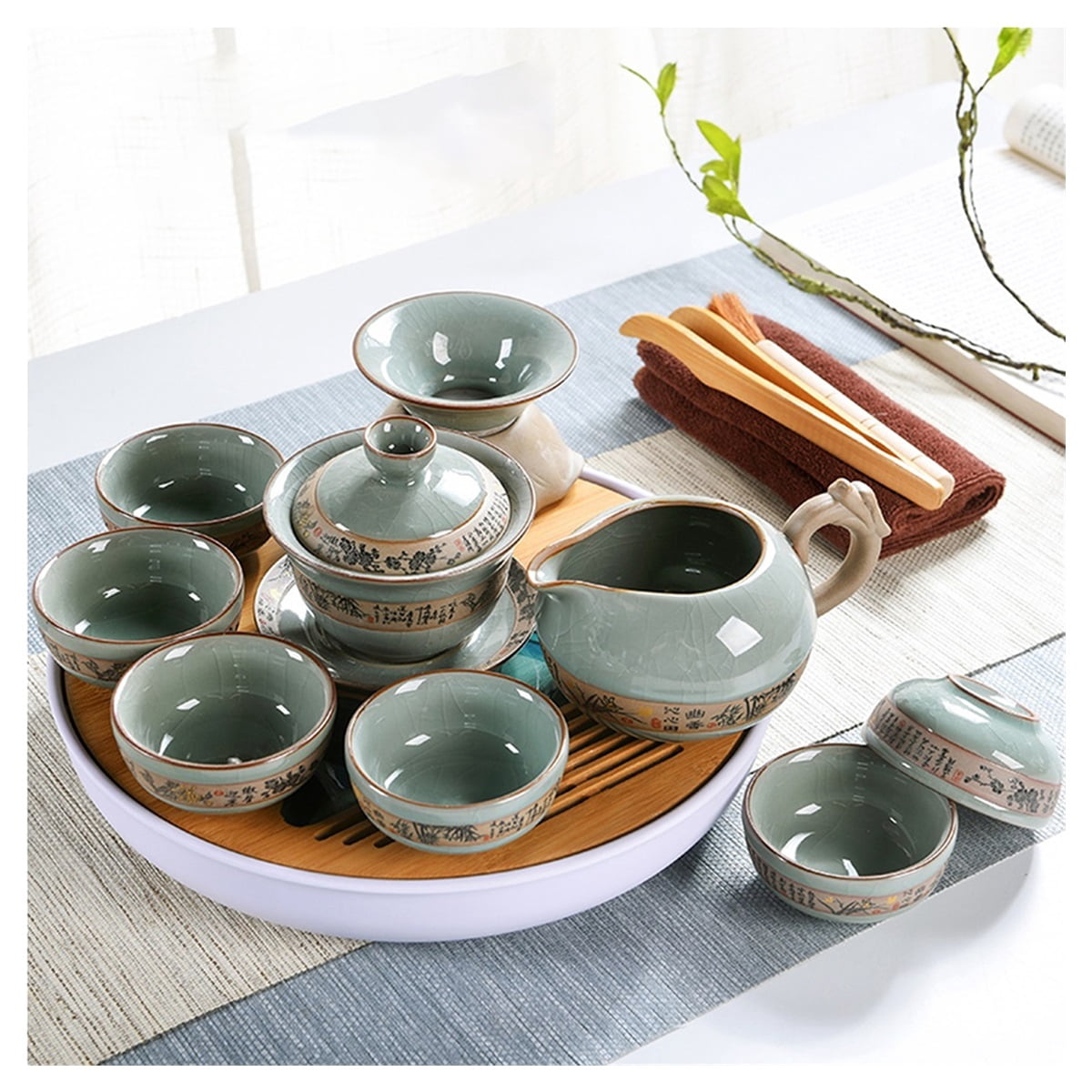 Manly Tea Set Tea Set, Tea Sets Tray Kung Fu Chinese Tea Set ,wooden Tea Tray, Full ...