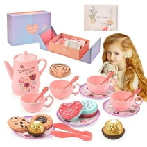 Tea Set for Little Girls, 23 Pcs Princess Tea Time Toys, Kids Kitchen Pretend Playset, Toddler Girls Toys Age 3 4 5 6