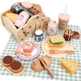 thumbnail image 1 of Flybay Wooden Picnic Playset for Toddlers, Pretend Play Food & Kitchen Accessories, Educational Role Play Toy, Birthday Gift for Kids Aged 3-5, 1 of 6