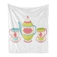 thumbnail image 1 of Tea Soft Flannel Fleece Throw Blanket, Classic Porcelain Teapots with Floral Ornamental Cups for Vintage Feminine Afternoon, Cozy Plush for Indoor and Outdoor Use, 50" x 70", Multicolor, by Ambesonne, 1 of 6