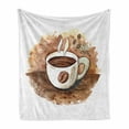 thumbnail image 1 of Tea Soft Flannel Fleece Throw Blanket, Hot Freshly Brewed Espresso Cup Cappuccino Latte Drinking Sketch Cafe Theme, Cozy Plush for Indoor and Outdoor Use, 70" x 90", Pale Caramel White, by Ambesonne, 1 of 6
