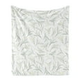 thumbnail image 1 of Tea Soft Flannel Fleece Throw Blanket, Tea Leaves Fresh from the Branch Purity Boho Stems Autumn Plants Image, Cozy Plush for Indoor and Outdoor Use, 70" x 90", Pale Green White, by Ambesonne, 1 of 5