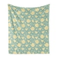 thumbnail image 1 of Tea Soft Flannel Fleece Throw Blanket, Tea Cup and Teapot Elements in Nostalgic British English Tradition Print, Cozy Plush for Indoor and Outdoor Use, 60" x 80", Pale Yellow Turquoise, by Ambesonne, 1 of 5