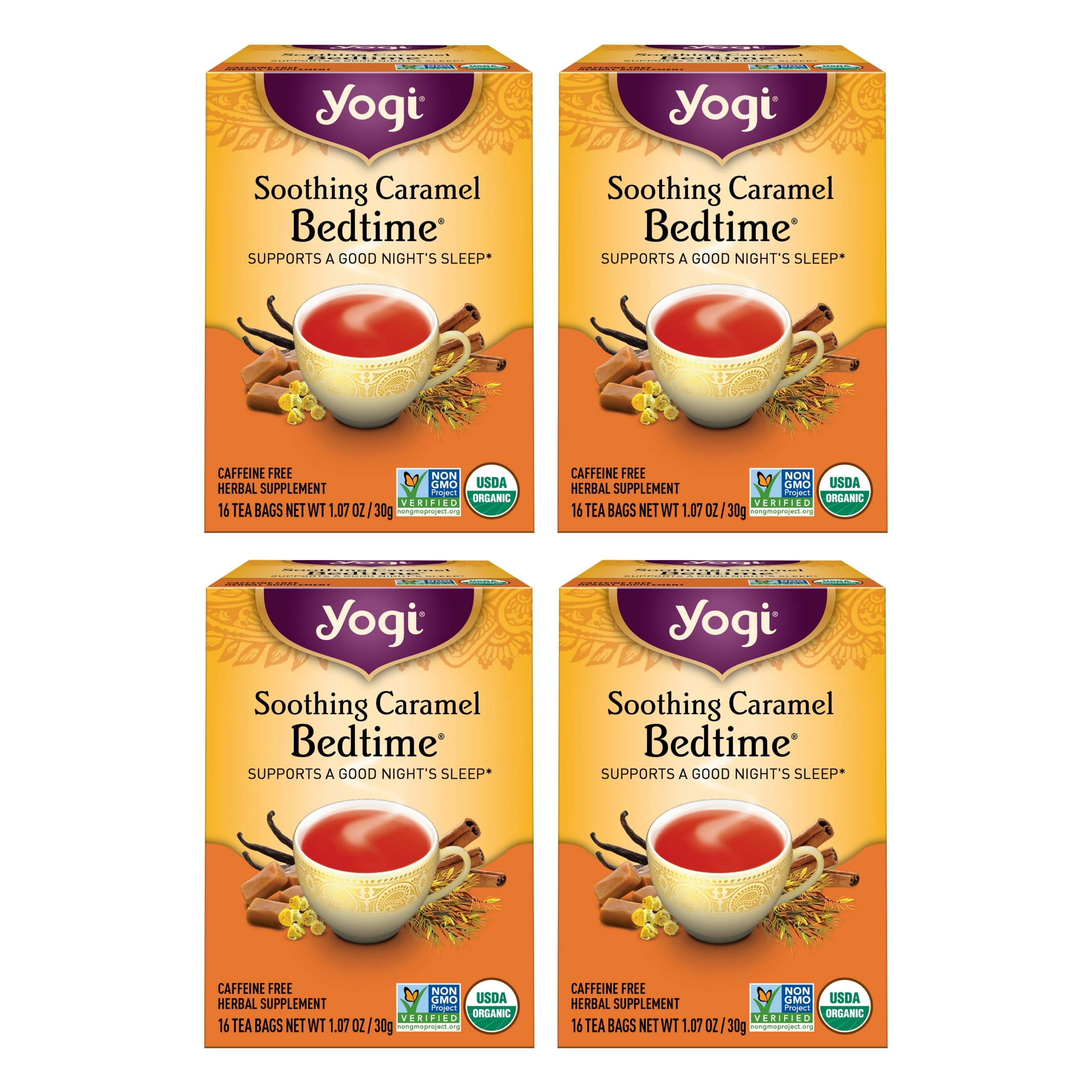 Good Sleep Tea Tea Soothing Caramel Bedtime Tea - 16 Tea Bags Per Pack (4 Packs ...