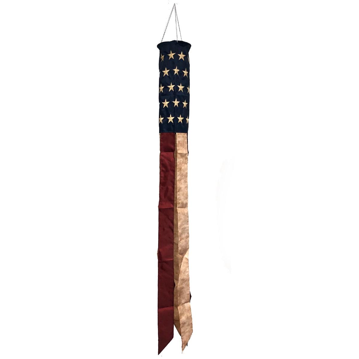 Patriotic Tea Stained USA Embroidered Windsock Spinner
