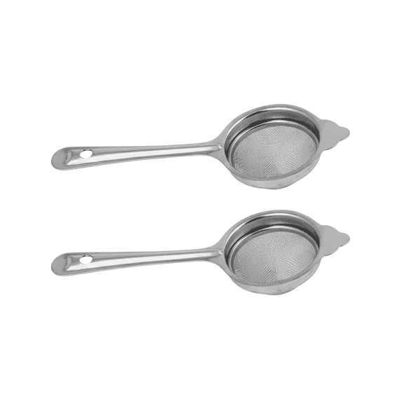 Stainless Steel Tea Strainer Set, Fine Mesh Food Sieve with Long Handle for Chai, Juice, and Coffee (Pack of 2)