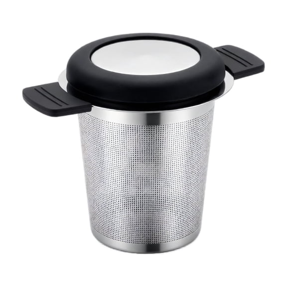 Tea Strainer Stainless Steel Fine Mesh with Silicone Lid, 1 Pack, for Filter Bags Brewing for Mugs and Teapots