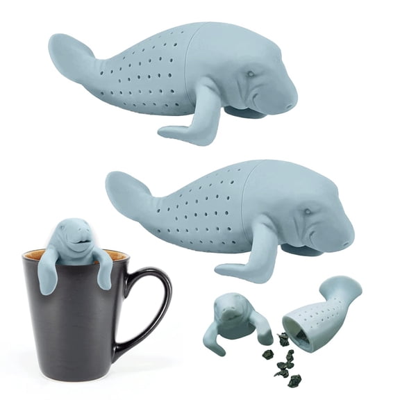Tea Strainer for Loose Leaf Tea Infusion Set Kitchen Accessory Silicone Flower Tea Steeper for Tea Lovers 2PCS, 4.3×2×2.4 inch, Gray