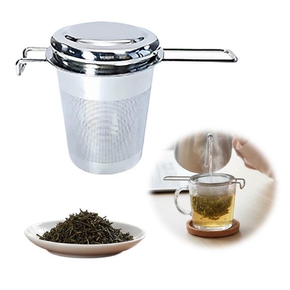Tea Strainers for Loose Tea,Stainless Steel Tea Infuser Steeper Strainer with Foldable Handle and Lid Reusable,for Hanging on Teapots, Mugs, Cups to Steep Loose Leaf Tea and Coffee