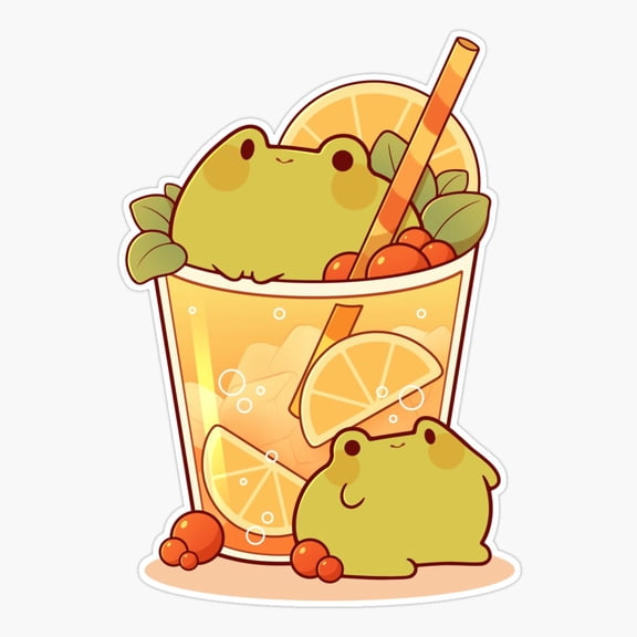 Tea Summer Frogs Art Vinyl Decal Sticker