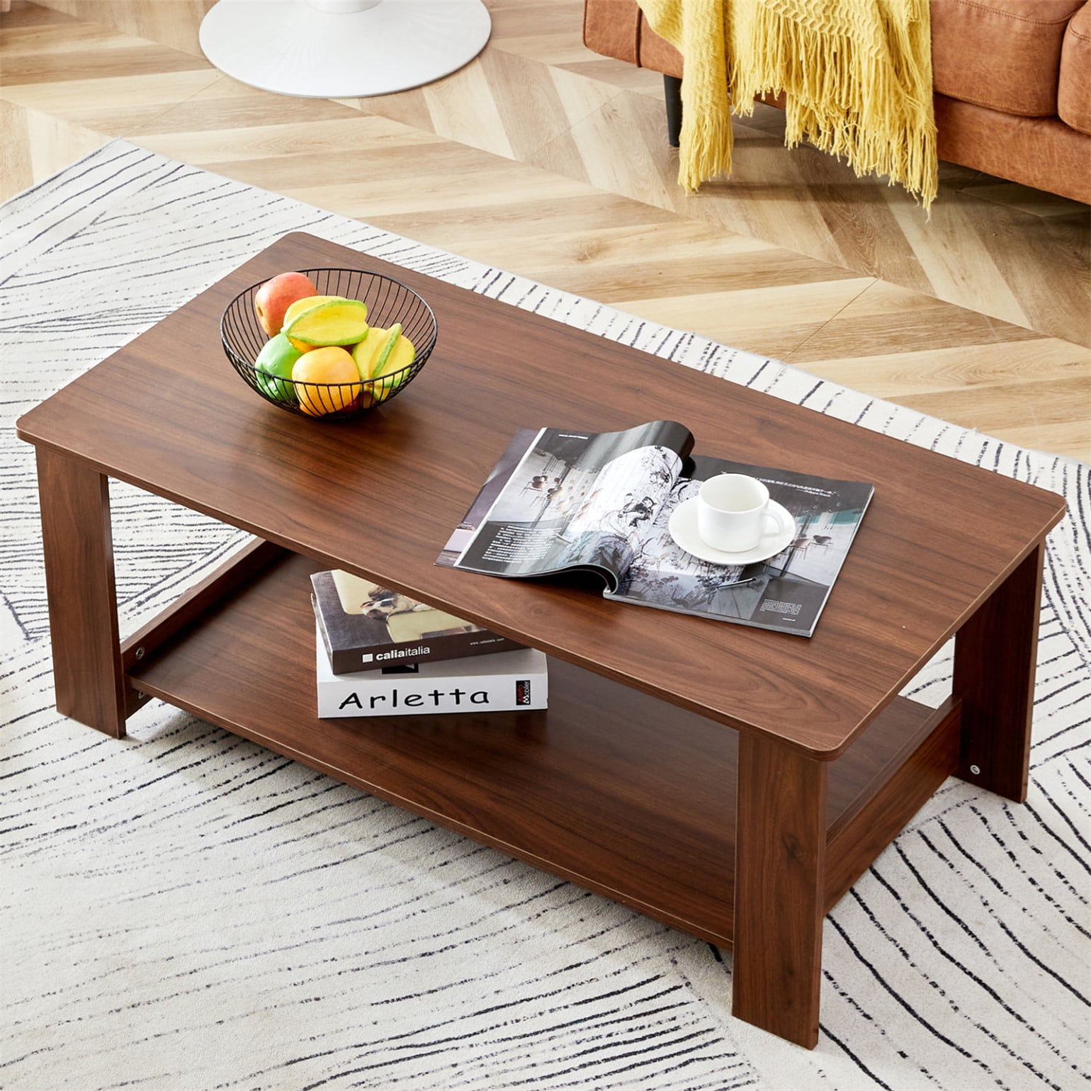 Tea Table, Double Layered Coffee Table, Modern and Practical