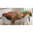 thumbnail image 1 of Tea Tablecloth, Merry Christmas Quote with Bear Fox and Cute Rabbits Having A Tea Party Forest Noel, Rectangular Table Cover for Dining Room Kitchen, 52 X 70 Inches, Multicolor, by Ambesonne, 1 of 3