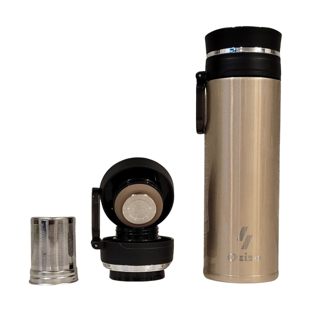 Tea Thermos with Infuser,Ozizo 18 oz Insulated Tea Flask, Stainless