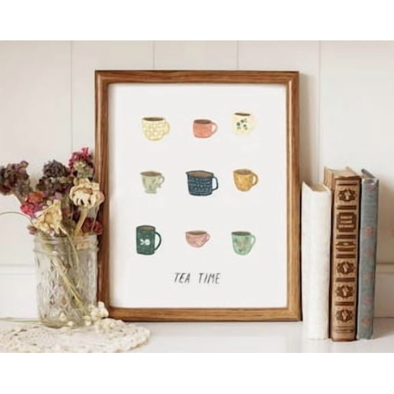 Tea Time Art Art Print Poster, Poster Only