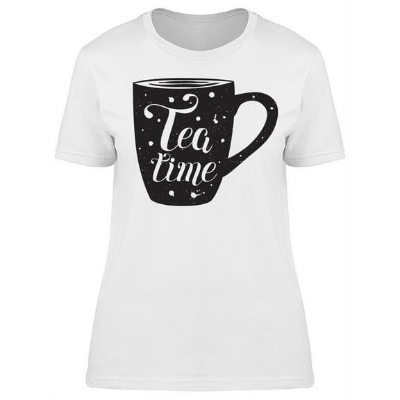 Tea Time Cup Sketch Design T-Shirt Women -Image by Shutterstock, Female Large