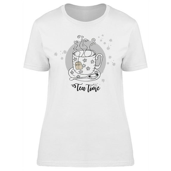 Tea Time, Cup Sketch T-Shirt Women -Image by Shutterstock, Female Large