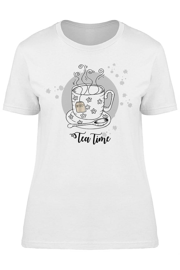 Tea Time, Cup Sketch T-Shirt Women -Image by Shutterstock, Female Large