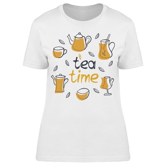 Tea Time, Drinks And Leafs T-Shirt Women -Image by Shutterstock, Female Medium