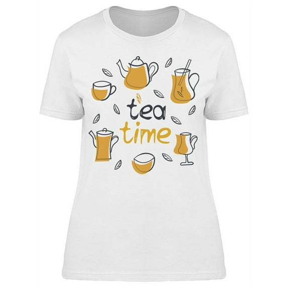 Tea Time, Drinks And Leafs T-Shirt Women -Image by Shutterstock, Female x-Large