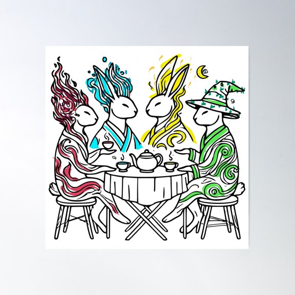 Tea Time For The Witches And Wizards Of The Warren Poster Wall Art, Modern Wall Decor For Living Room Bedroom, 24x24 UNFRAMED