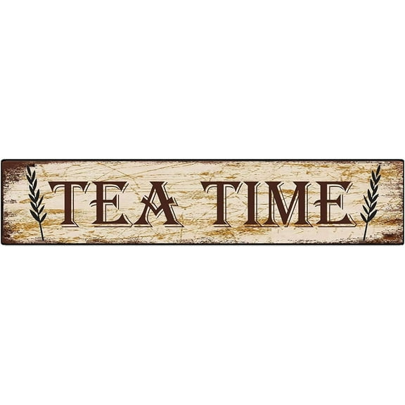 Tea Time Metal Tin Sign For Home Office Living Room Bar Cafe Restaurant Club Wall Decor 4x16 Inches
