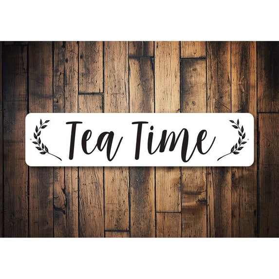 Tea Time Novelty Decor, Metal Wall Sign - 4x18 Inches