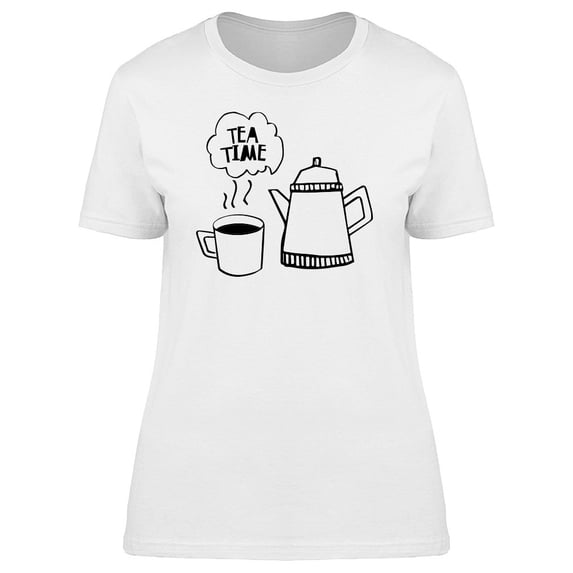 Tea Time Simple Doodles Tee Women's -Image by Shutterstock