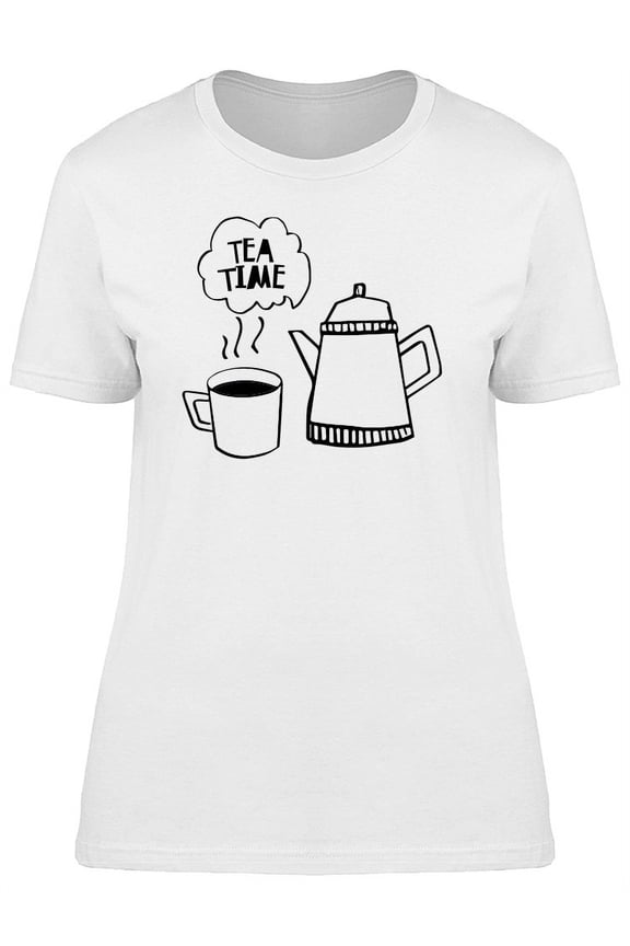 Tea Time Simple Doodles Tee Women's -Image by Shutterstock