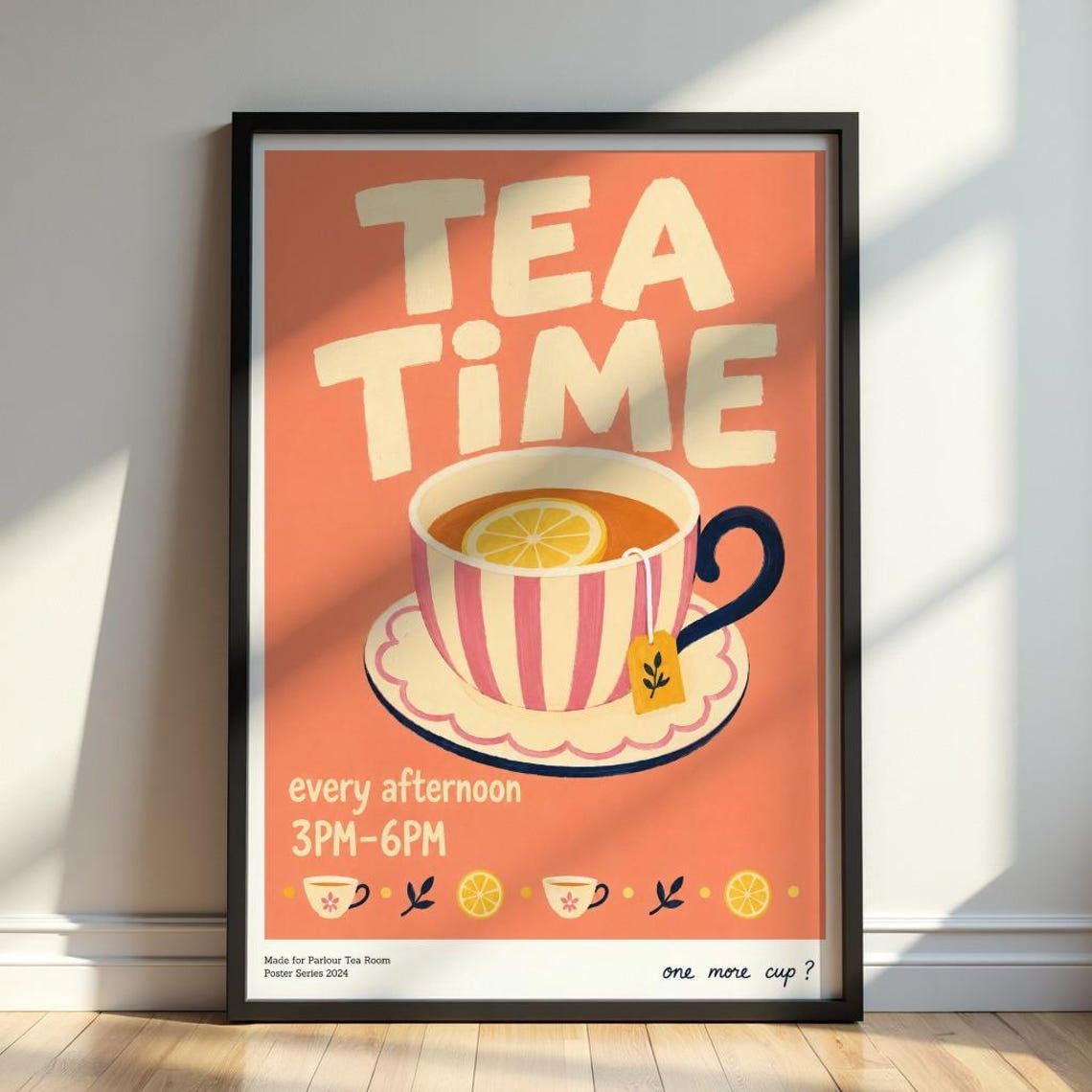 Tea Time Tea Lover Wall Art Vintage Tea Room Print Cozy Kitchen